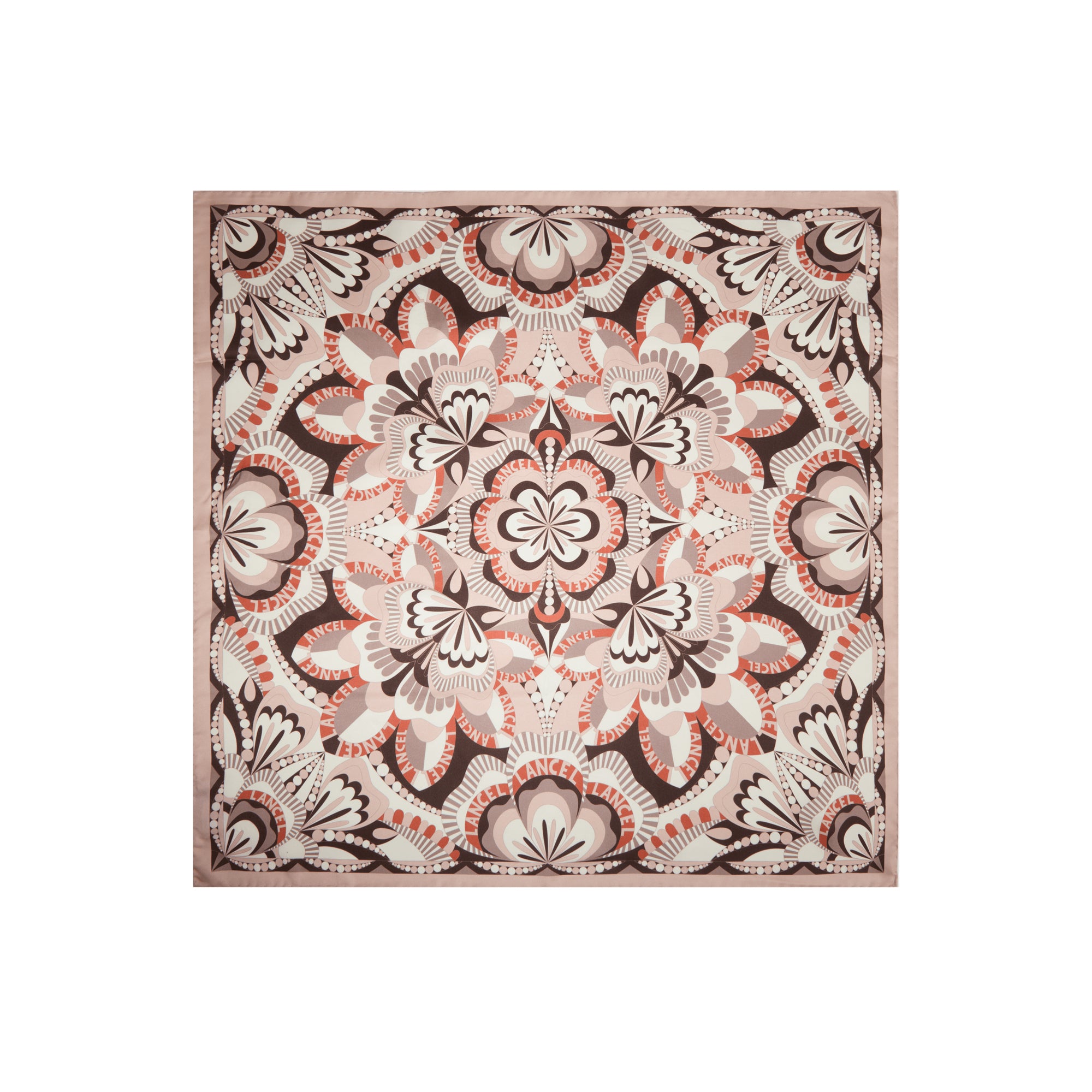 Carré à motif floral 90 en soie - Multico Nude