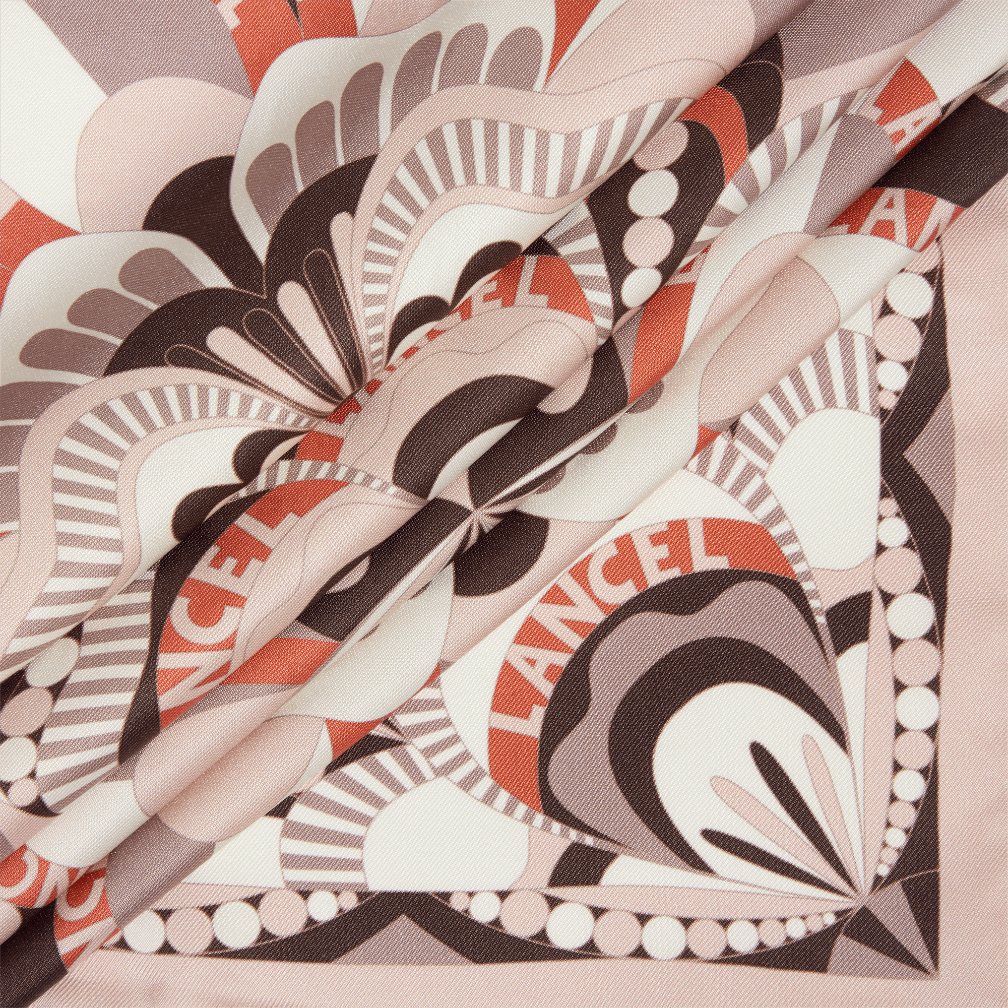 Carré à motif floral 90 en soie - Multico Nude