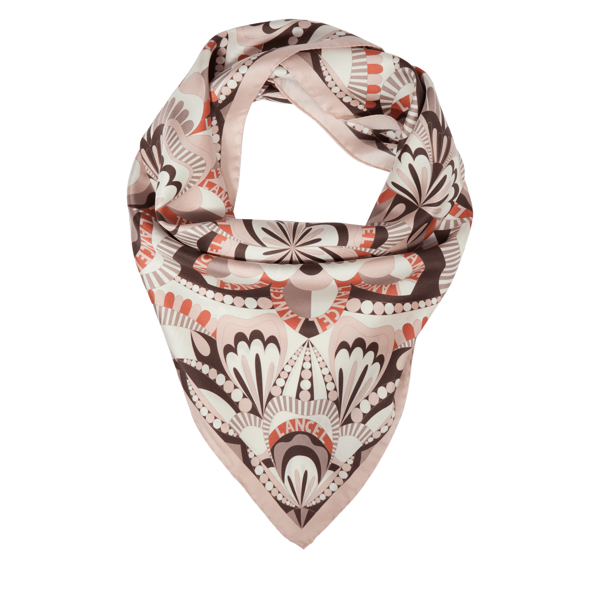 Carré à motif floral 90 en soie - Multico Nude