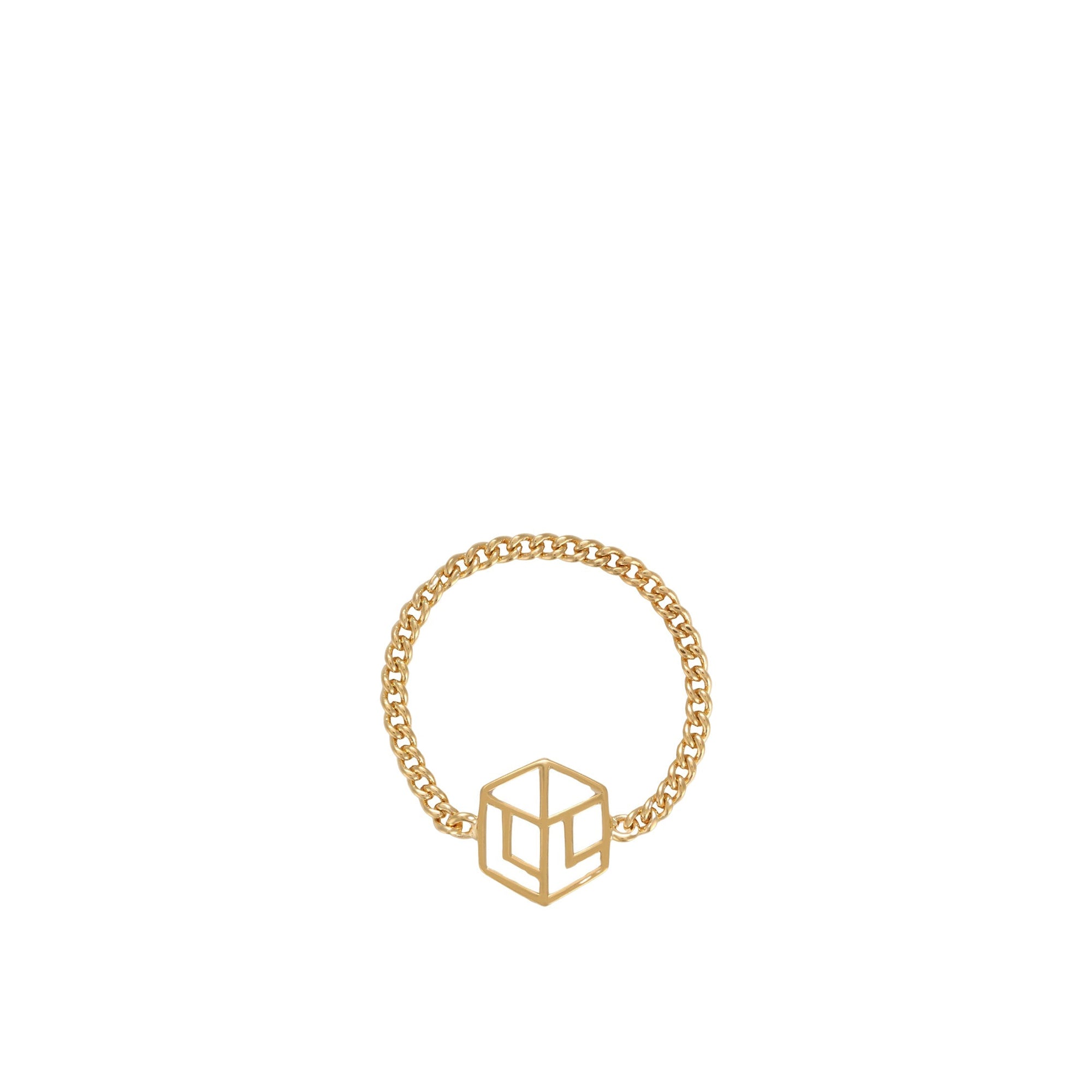 Bague chaîne à logo - Or