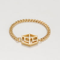 Bague chaîne à logo - Or