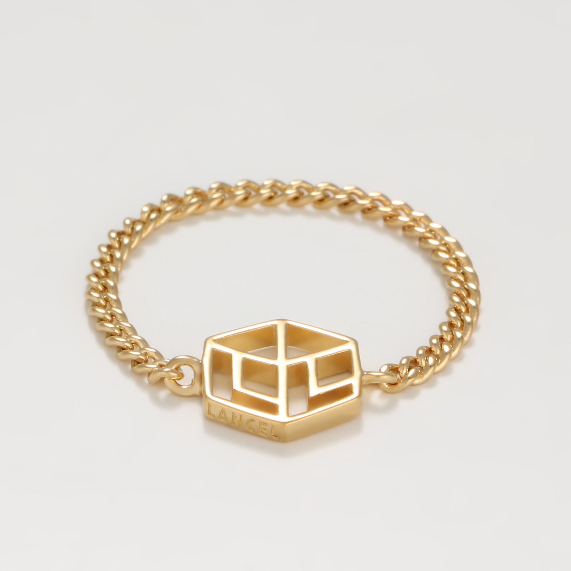 Bague chaîne à logo - Or