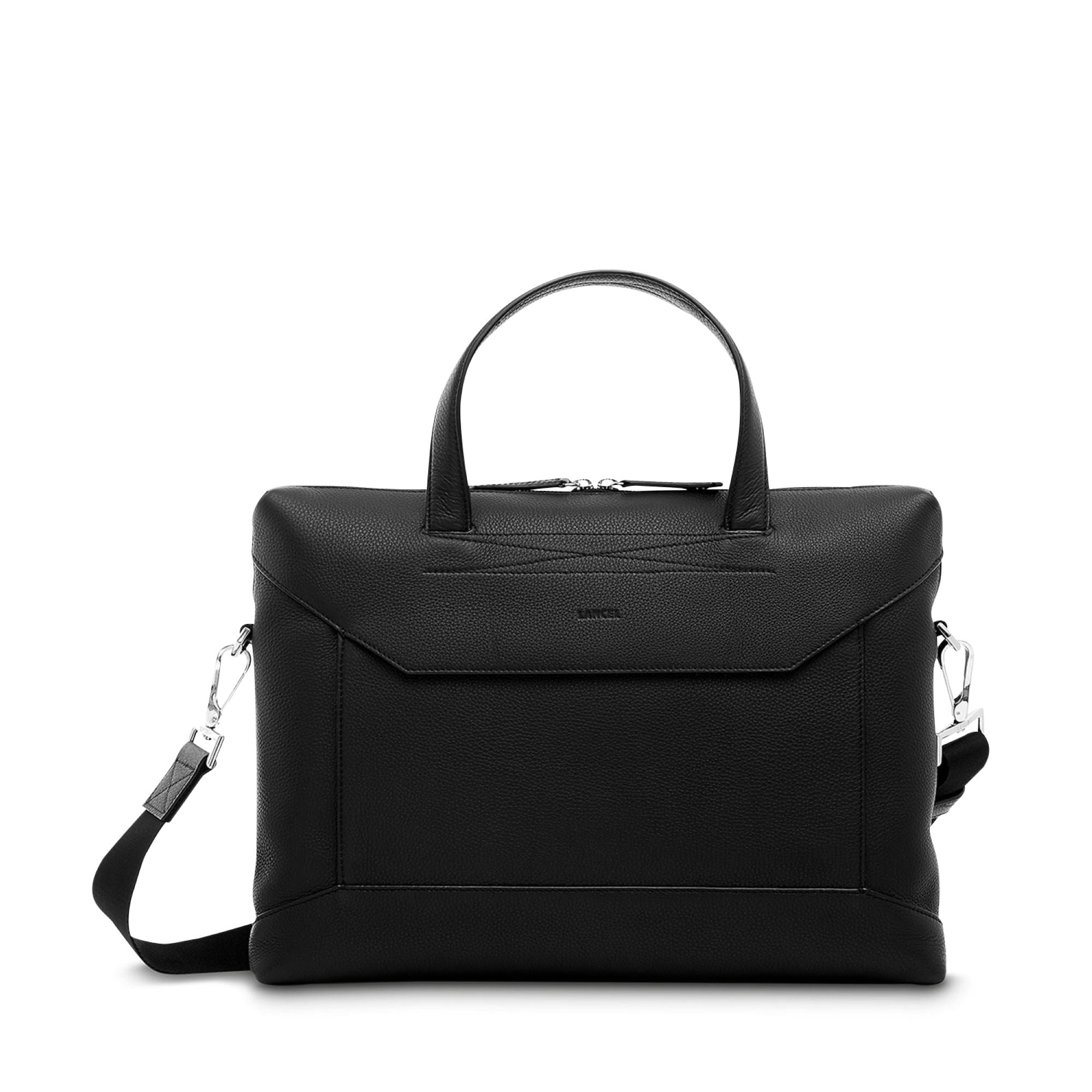 Porte-documents slim Graphic en cuir grainé - Noir