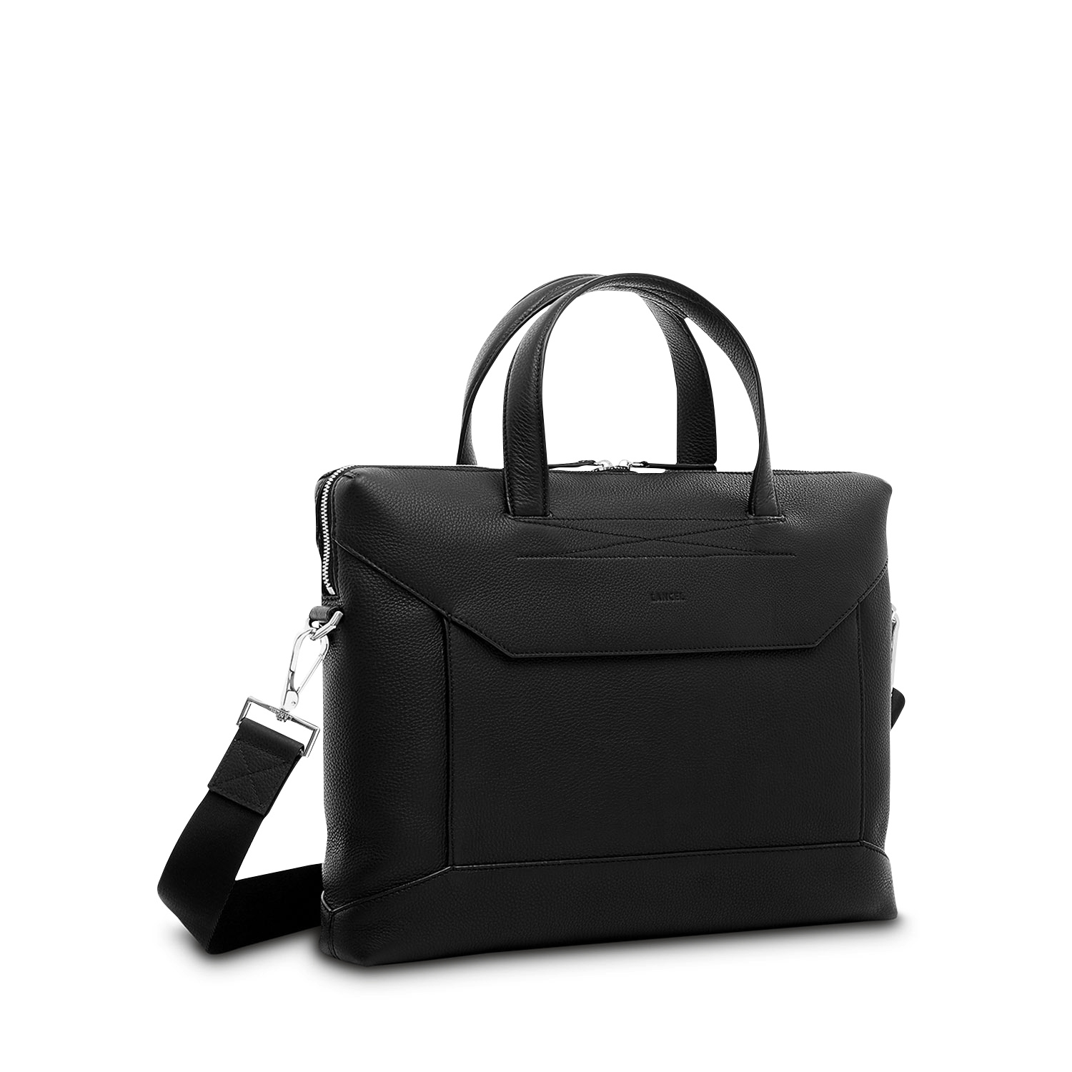 Porte-documents slim Graphic en cuir grainé - Noir