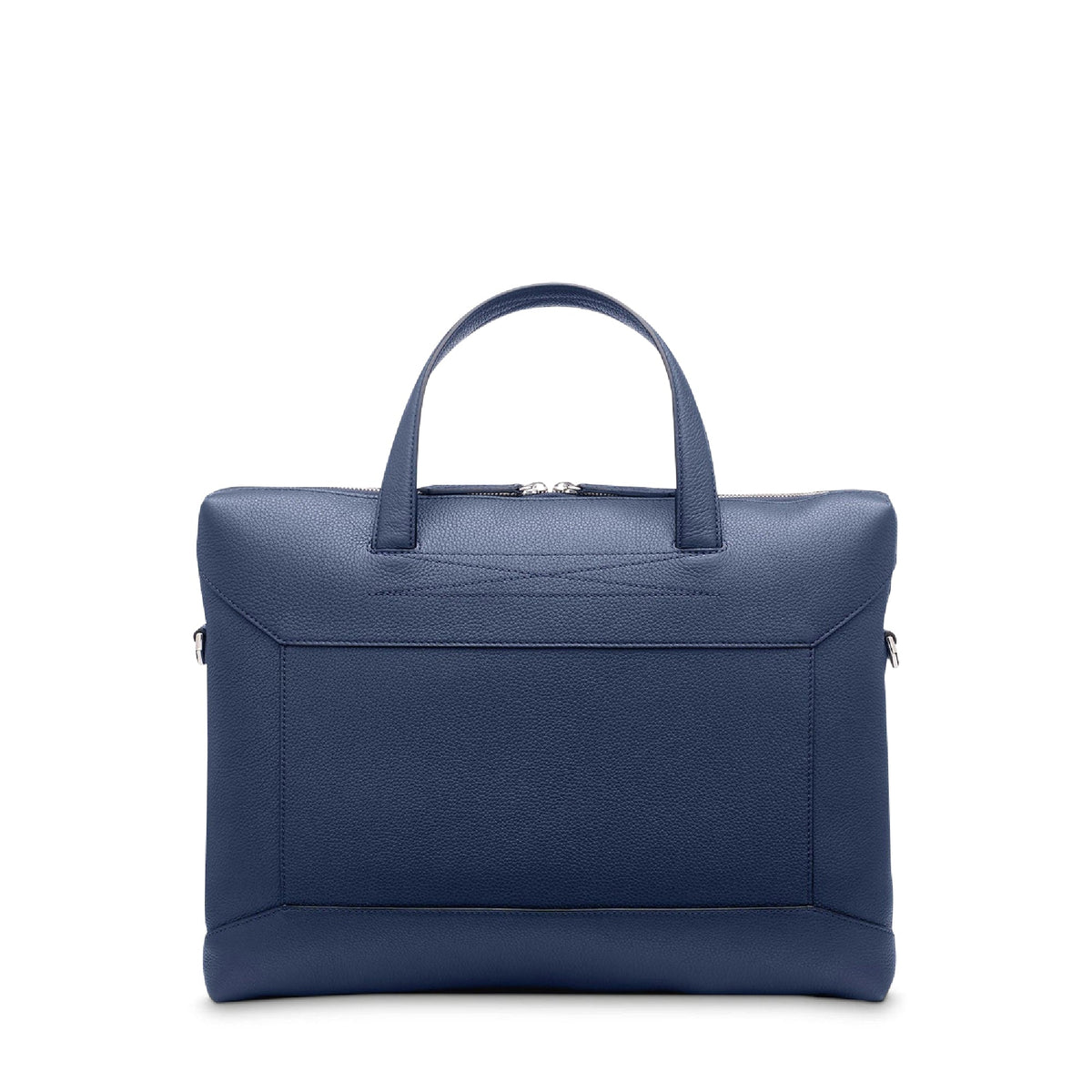Graphic slim briefcase in grained leather - Petrol blue