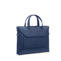 Porte-documents slim Graphic en cuir grainé - Bleu pétrole
