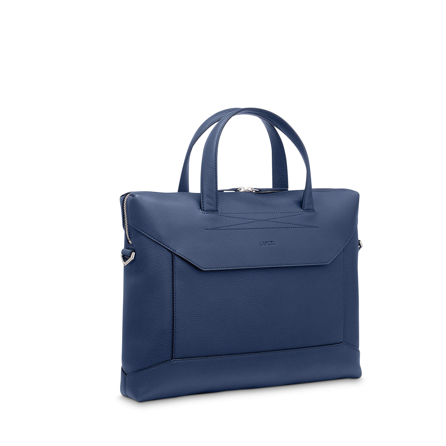 Porte-documents slim Graphic en cuir grainé - Bleu pétrole