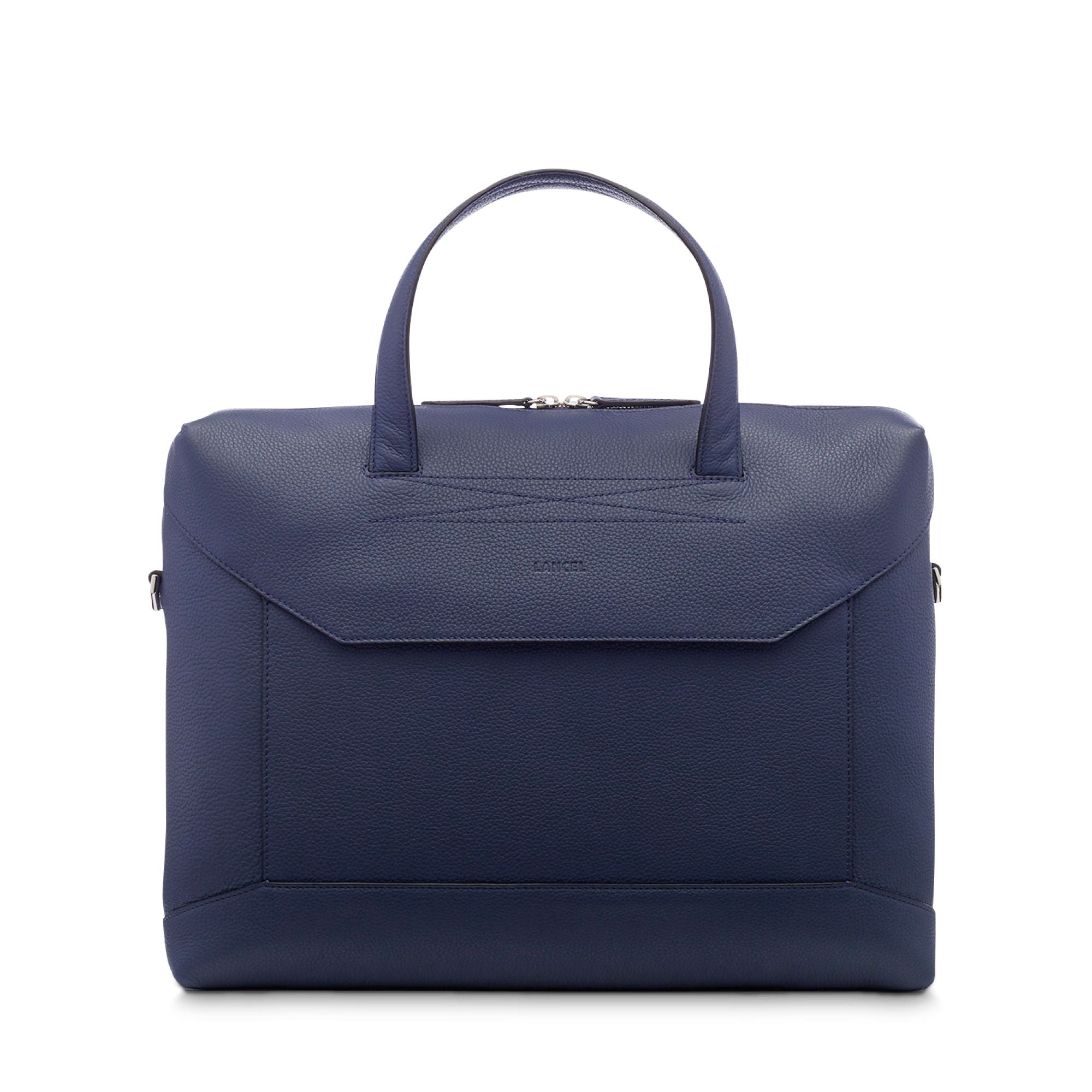 Porte-documents M Graphic en cuir grainé - Bleu pétrole