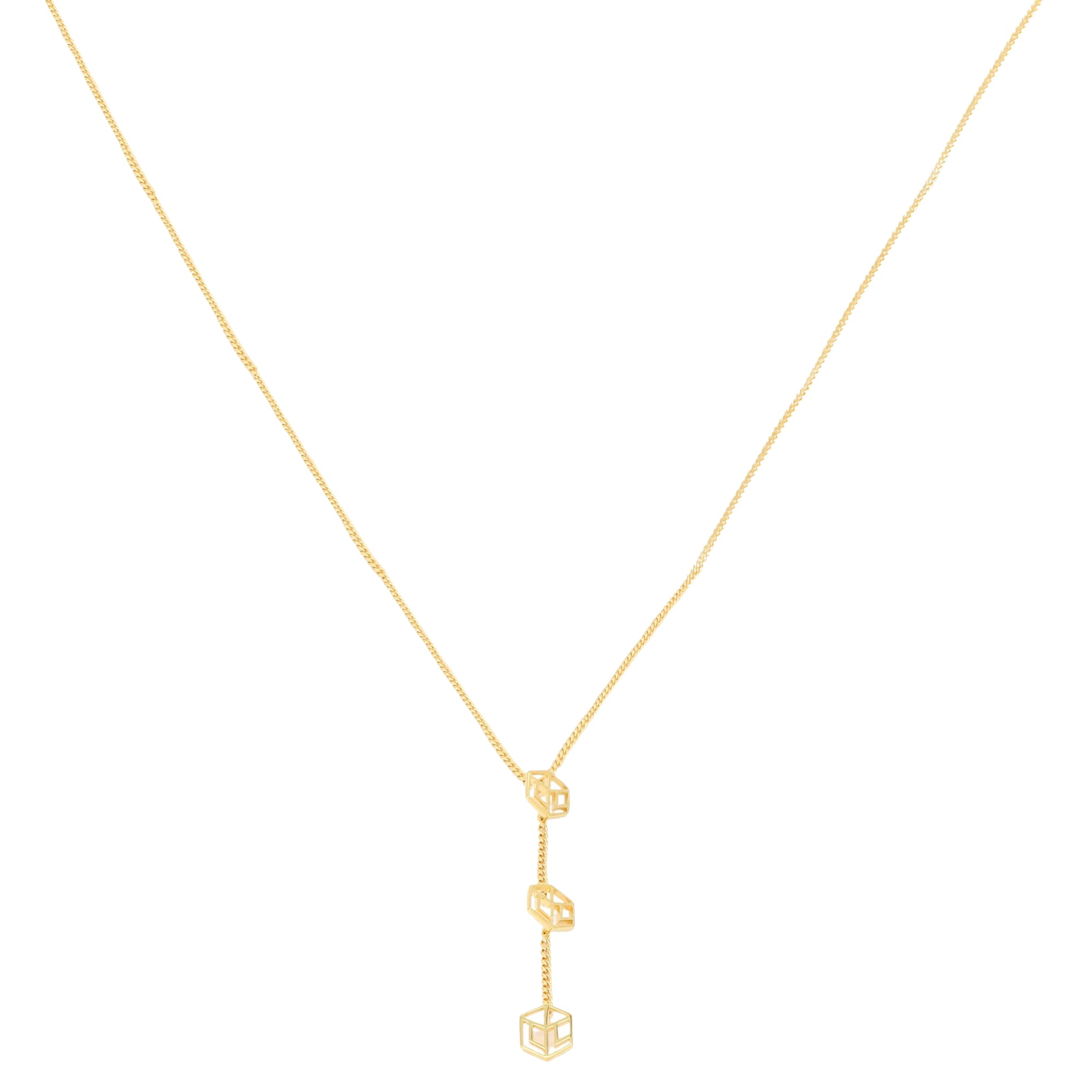 Collier 3 cubes à logo - Or