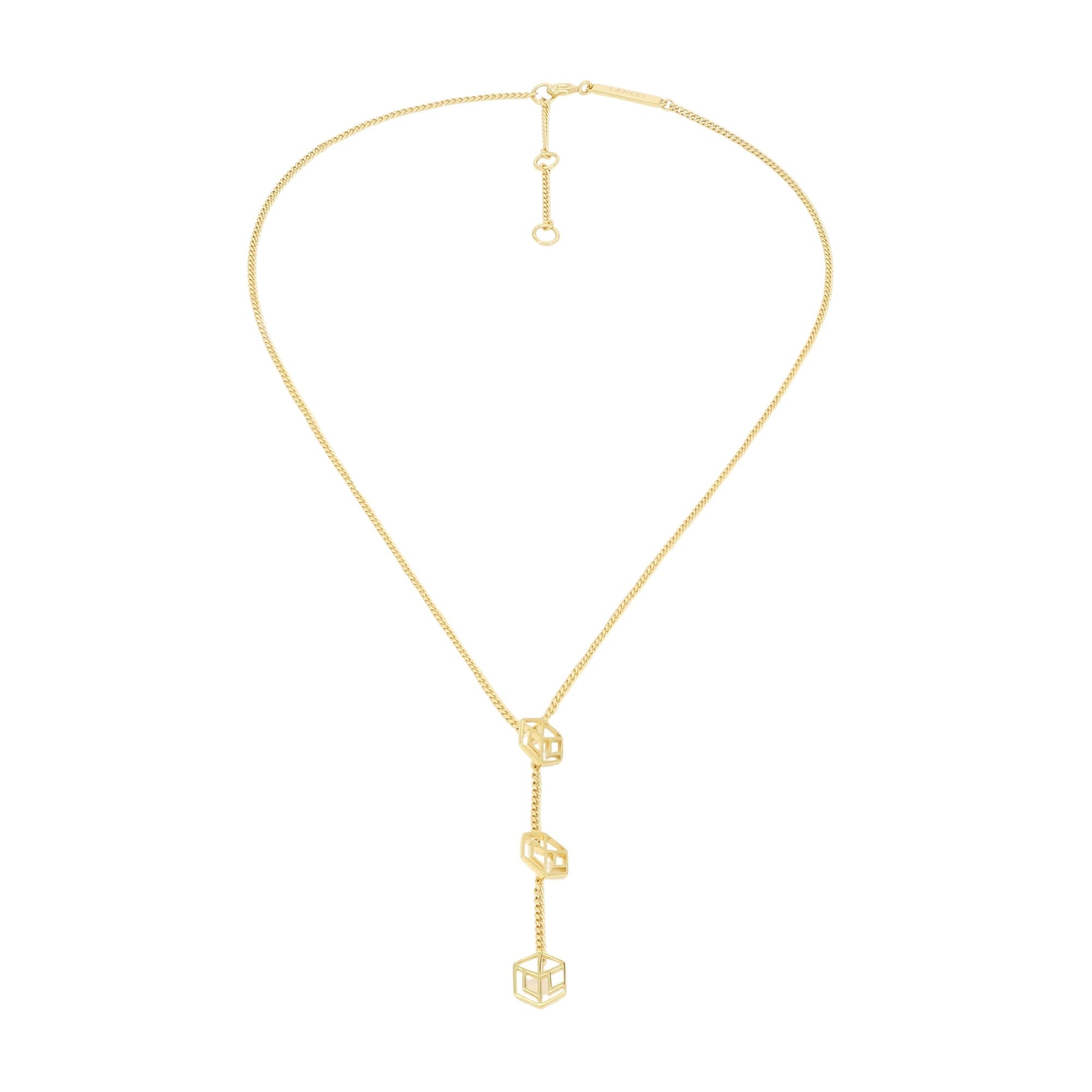 Collier 3 cubes à logo - Or