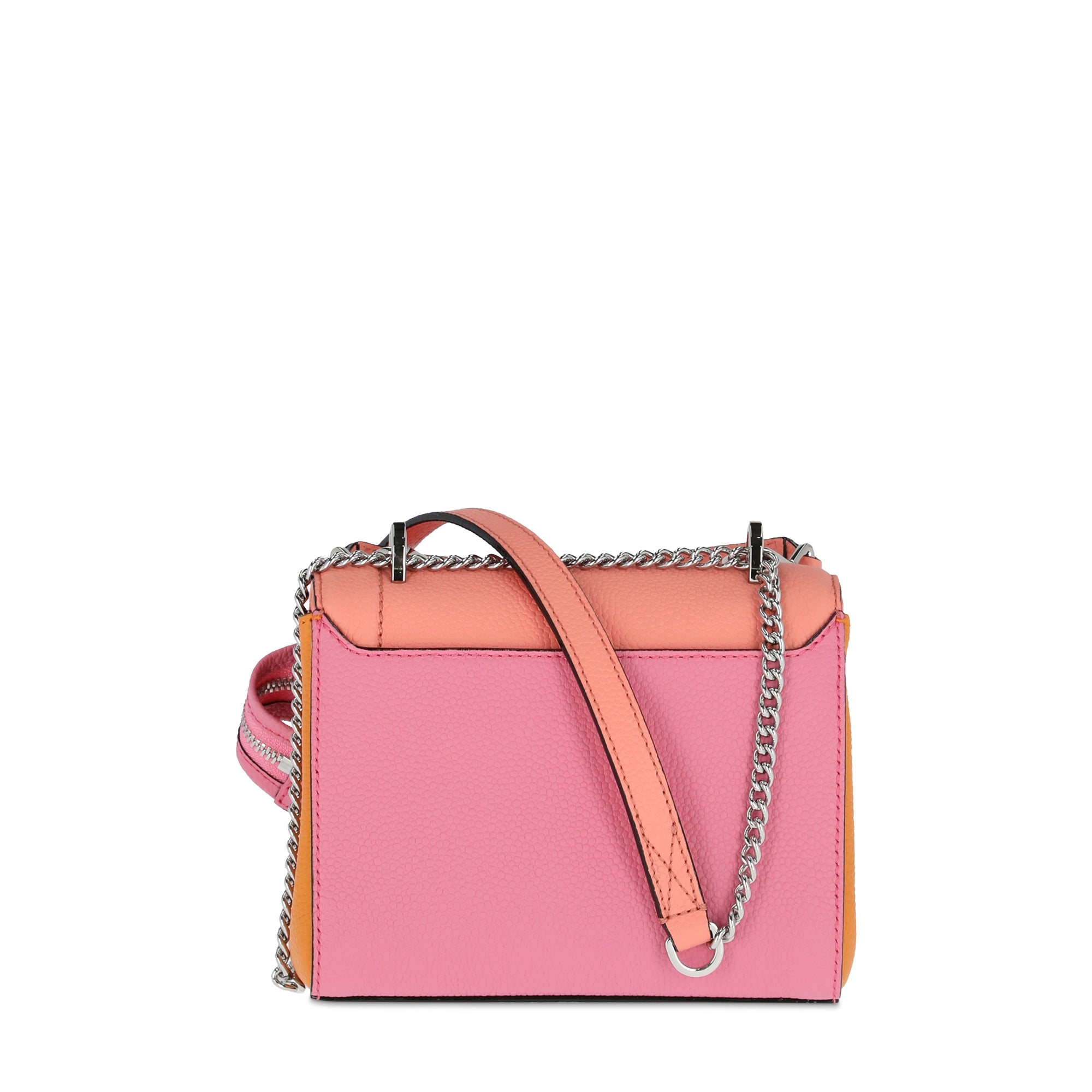 Sac rabat S Ninon en cuir grainé - Multicolore pêche