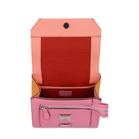 Sac rabat S Ninon en cuir grainé - Multicolore pêche