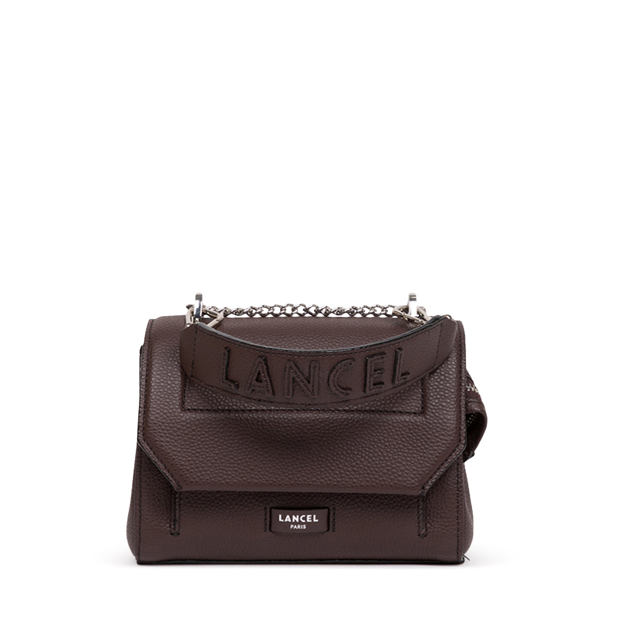 Sac rabat Ninon S en cuir grainé - Chocolat