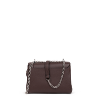 Sac rabat Ninon S en cuir grainé - Chocolat
