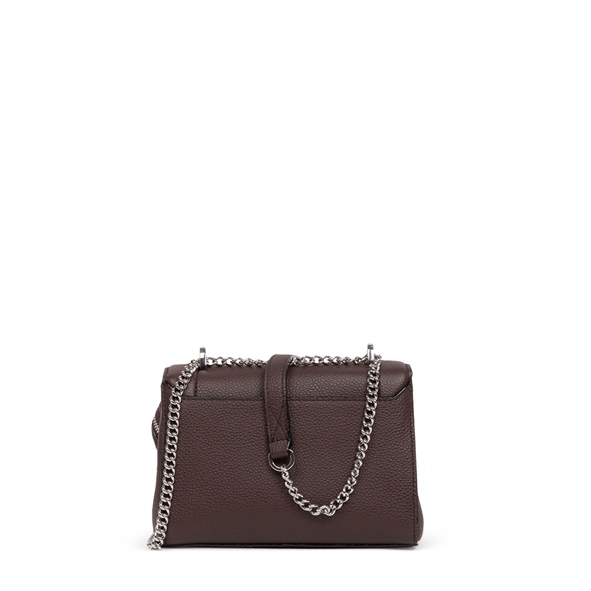 Sac rabat Ninon S en cuir grainé - Chocolat
