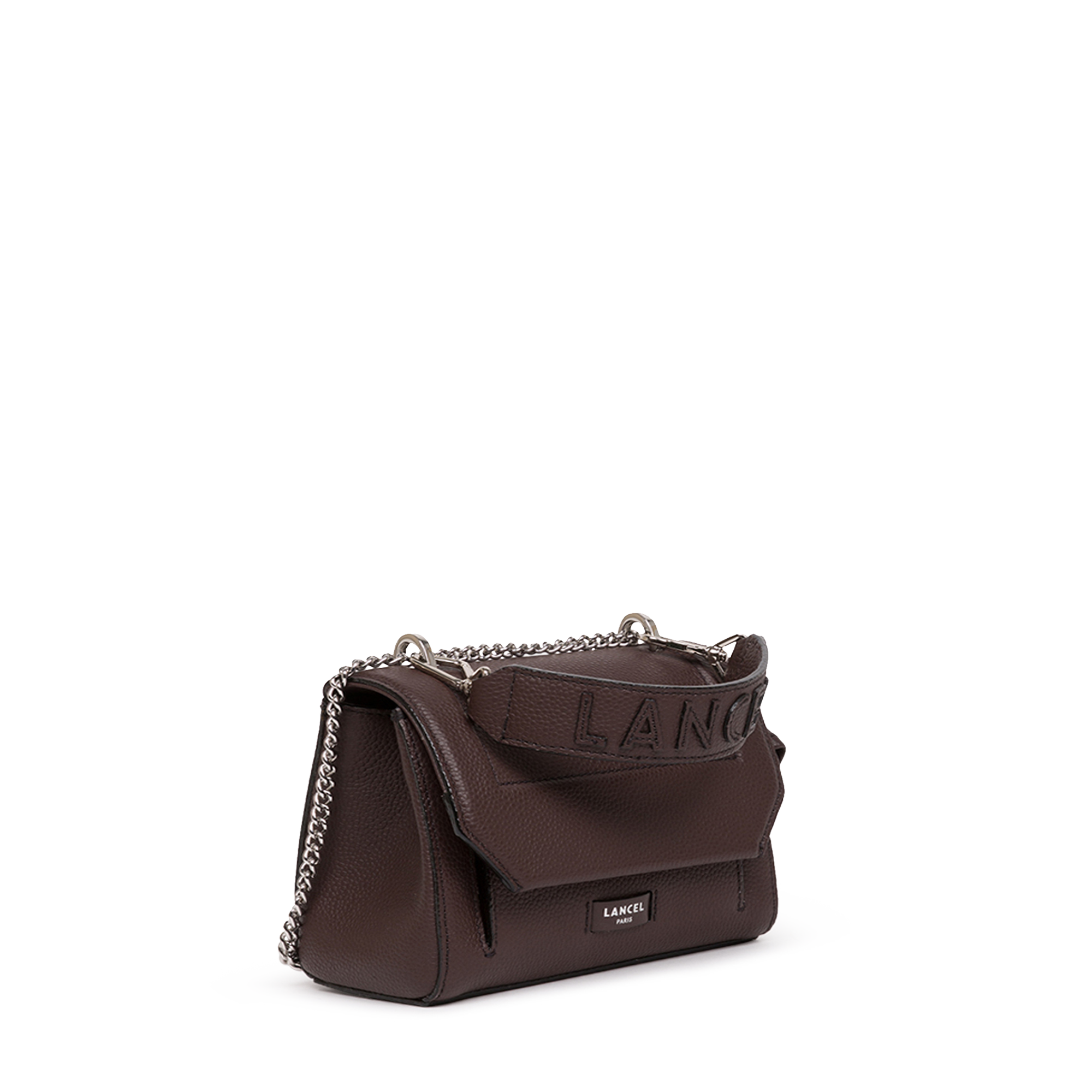Sac rabat Ninon S en cuir grainé - Chocolat