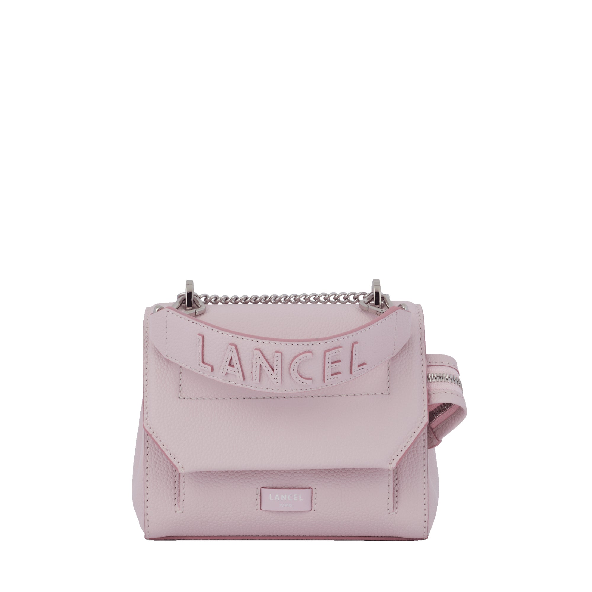 Sac rabat Ninon S en cuir grainé - Rose Dragee