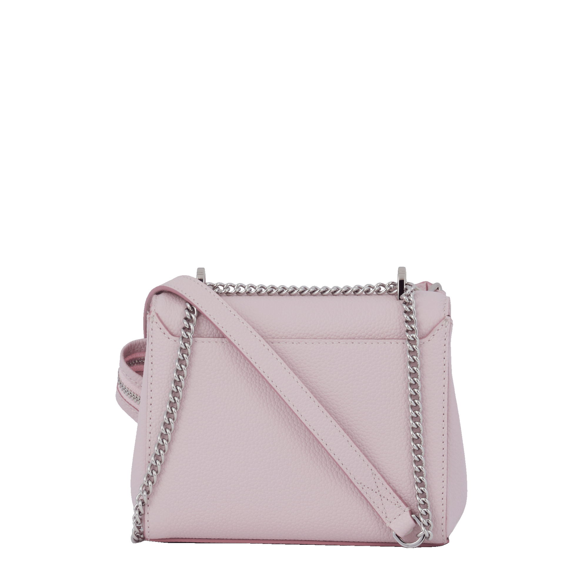 Sac rabat Ninon S en cuir grainé - Rose Dragee
