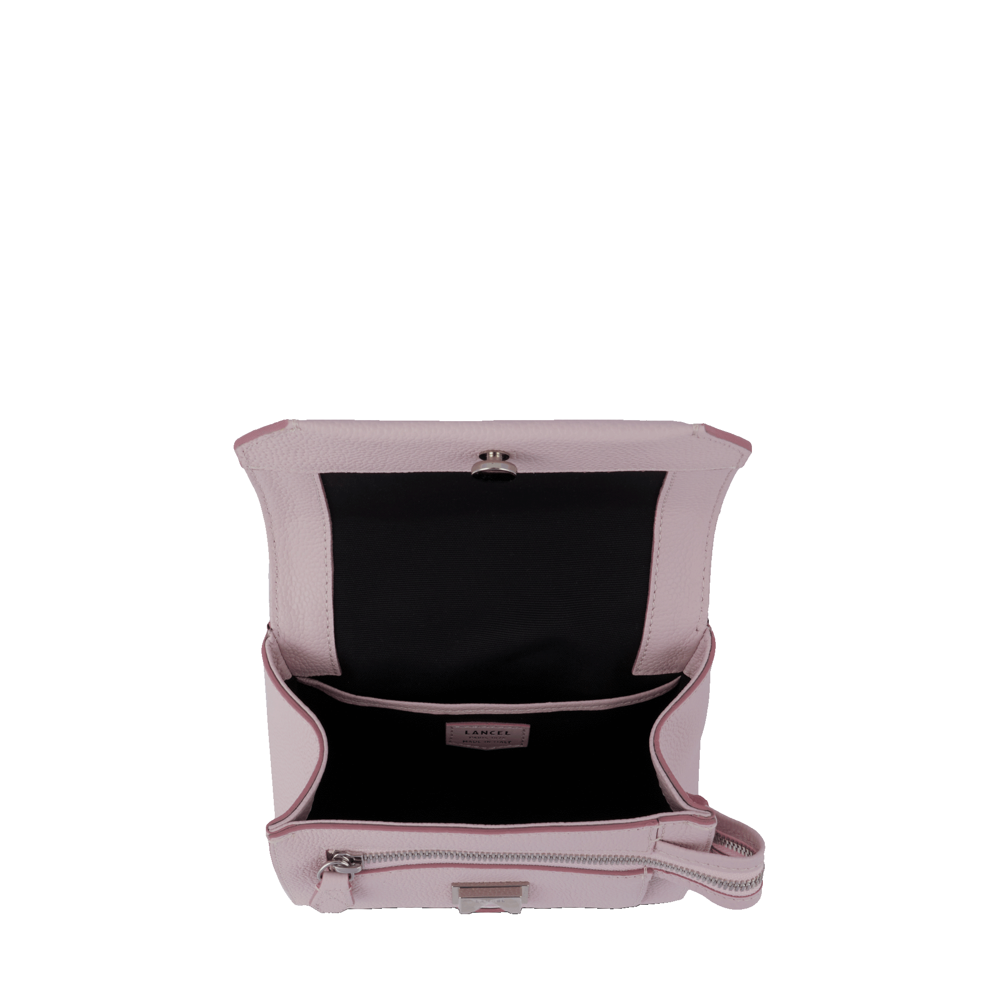 Sac rabat Ninon S en cuir grainé - Rose Dragee