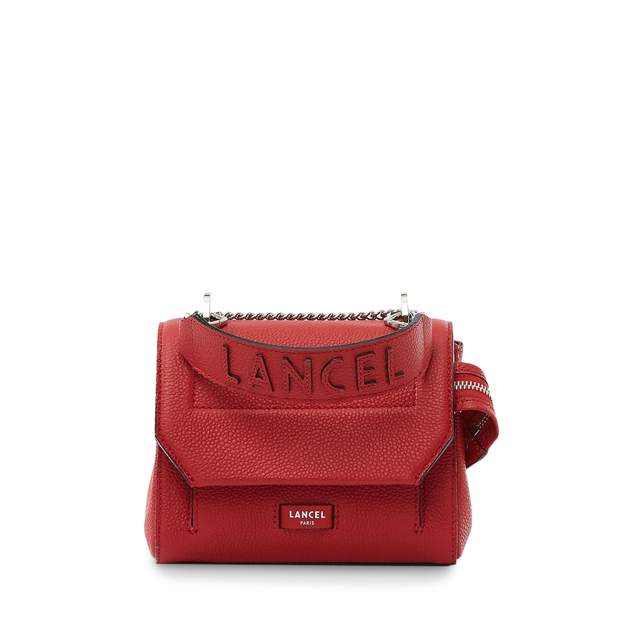 Sac rabat Ninon S en cuir grainé - Rouge Lancel