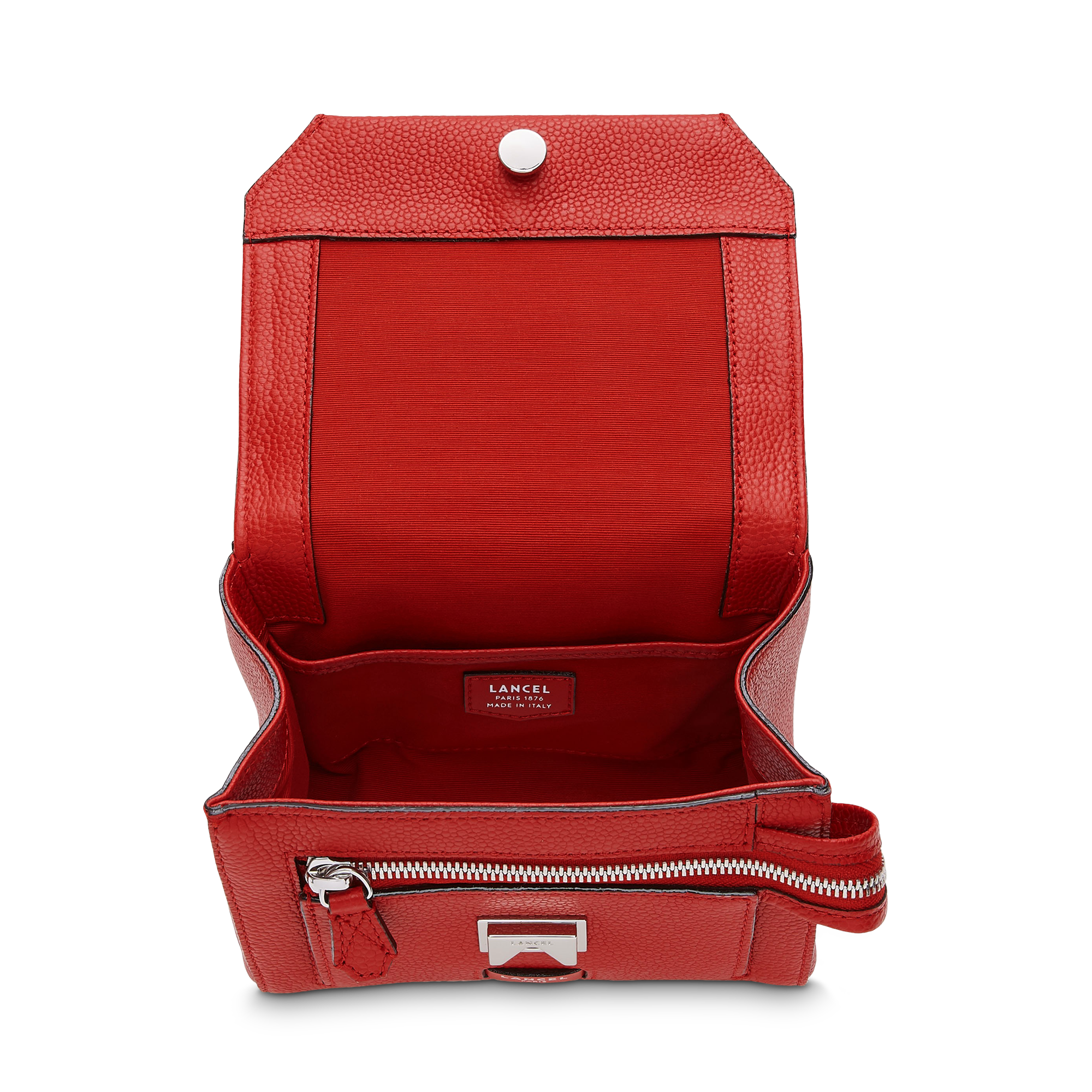Sac rabat Ninon S en cuir grainé - Rouge Lancel