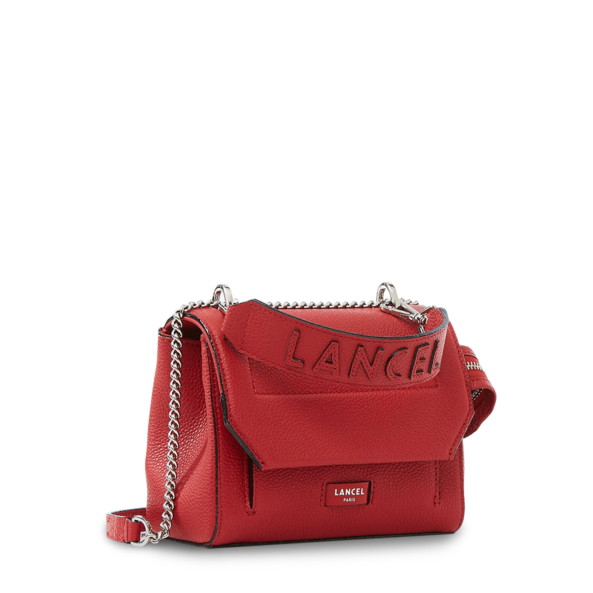 Sac rabat Ninon S en cuir grainé - Rouge Lancel