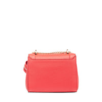 Ninon S flap bag in leather - Rouge Baiser