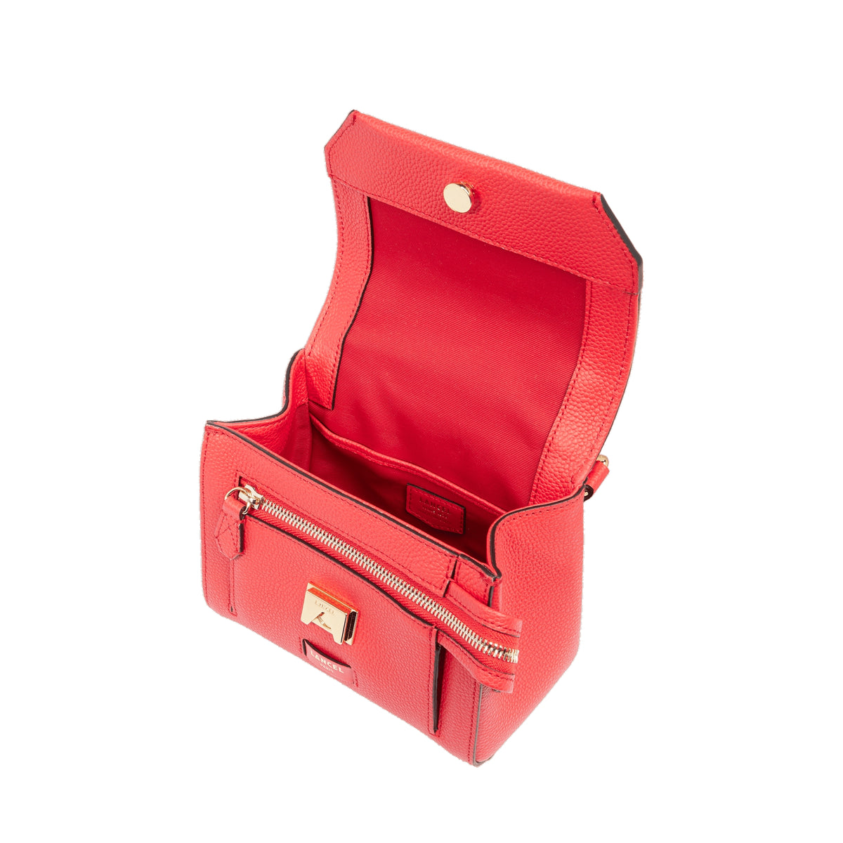 Ninon S flap bag in leather - Rouge Baiser