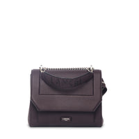 Sac rabat M Ninon en cuir grainé - Chocolat