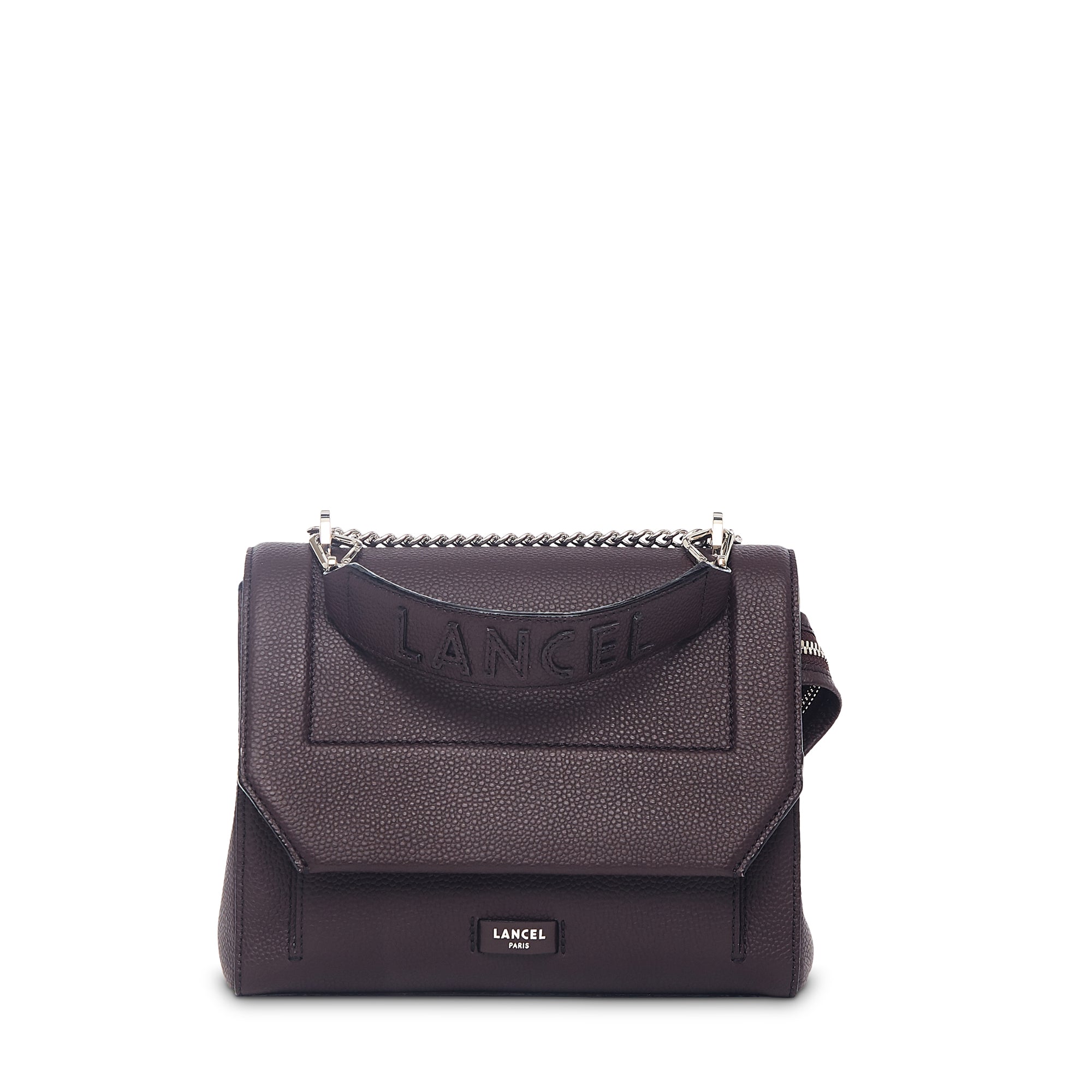 Sac rabat M Ninon en cuir grainé - Chocolat