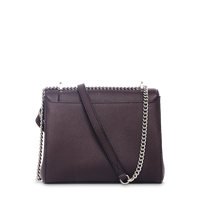 Sac rabat M Ninon en cuir grainé - Chocolat