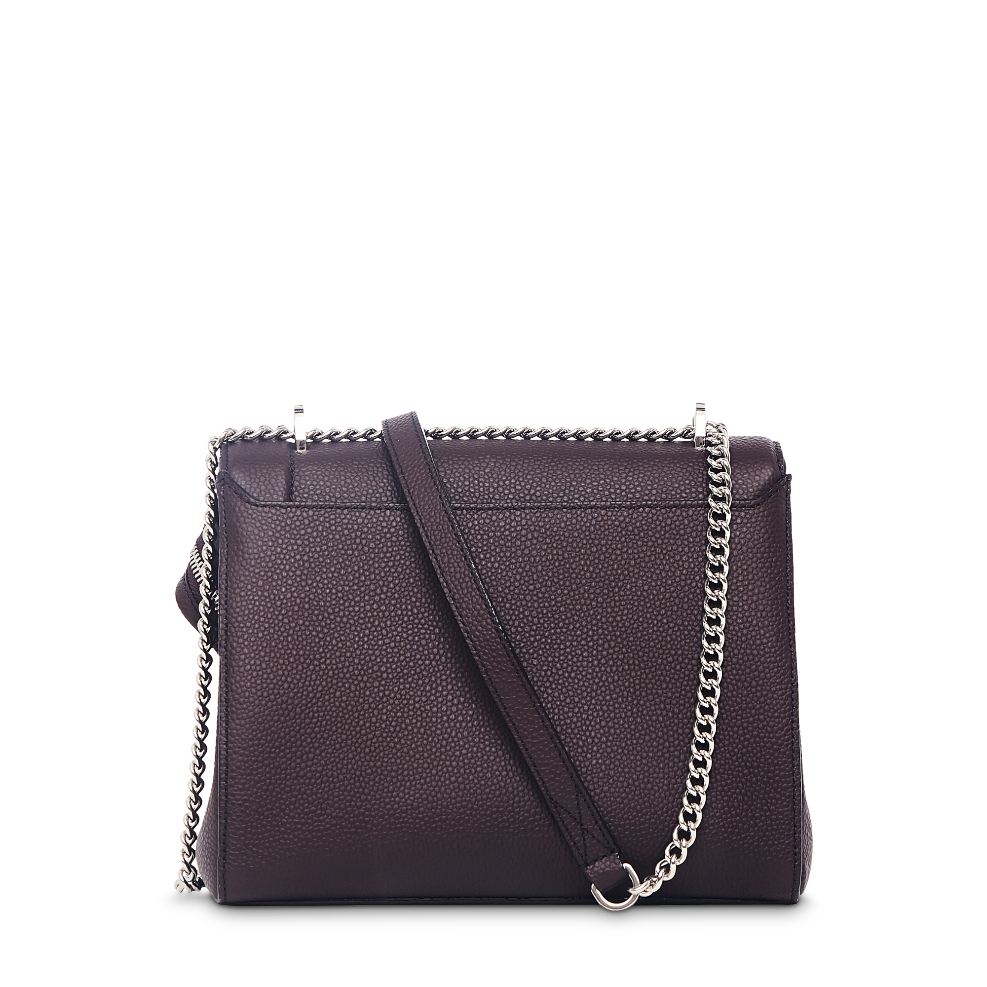 Sac rabat M Ninon en cuir grainé - Chocolat