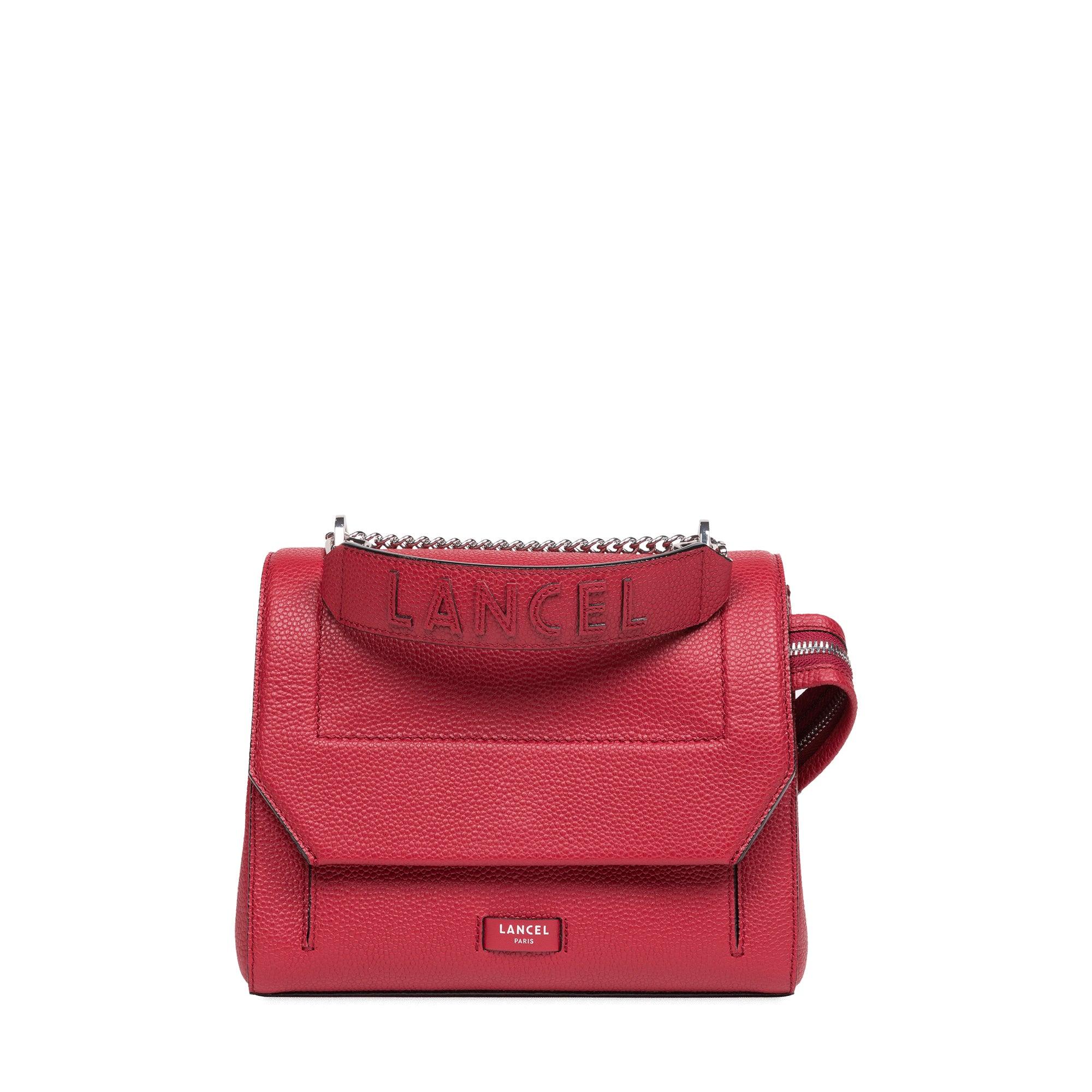 Sac rabat M Ninon en cuir grainé - Carmin