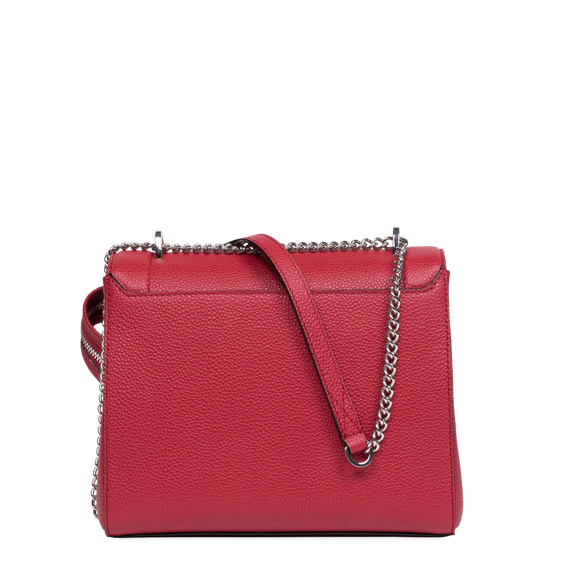 Sac rabat M Ninon en cuir grainé - Carmin