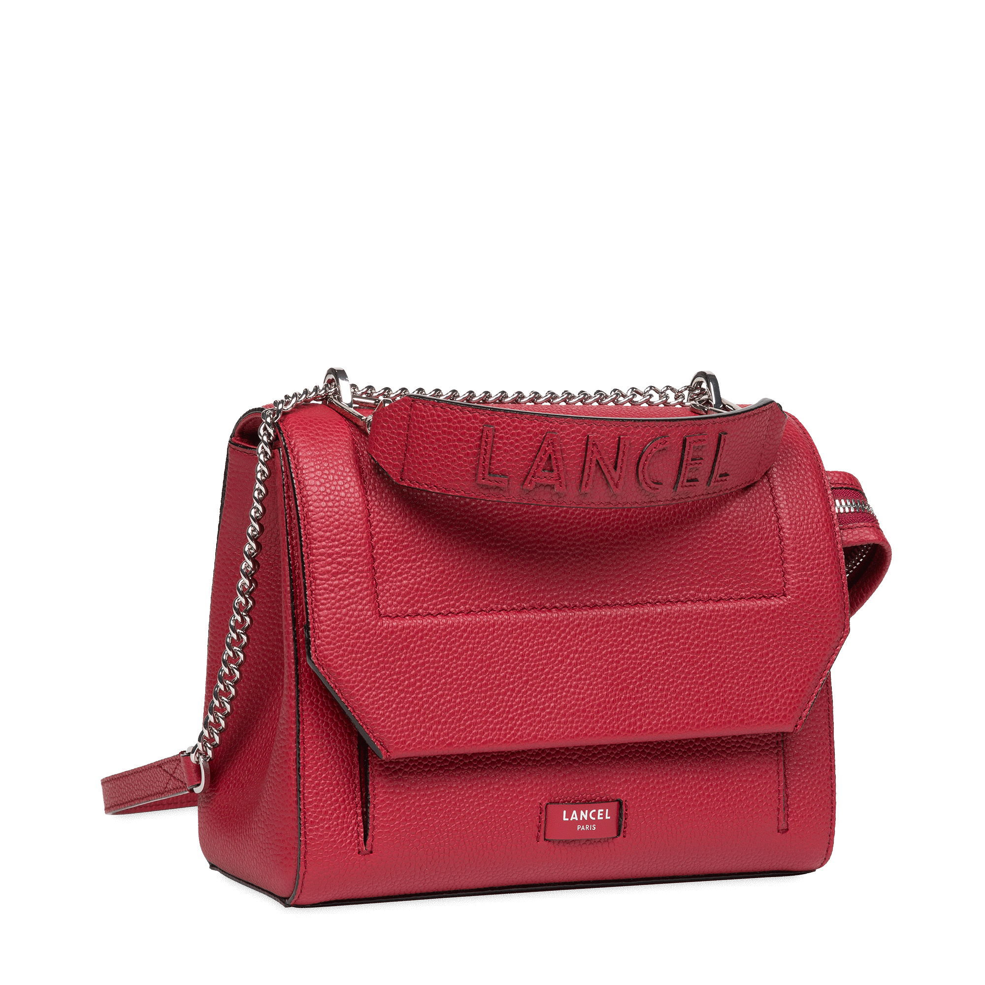 Sac rabat M Ninon en cuir grainé - Carmin
