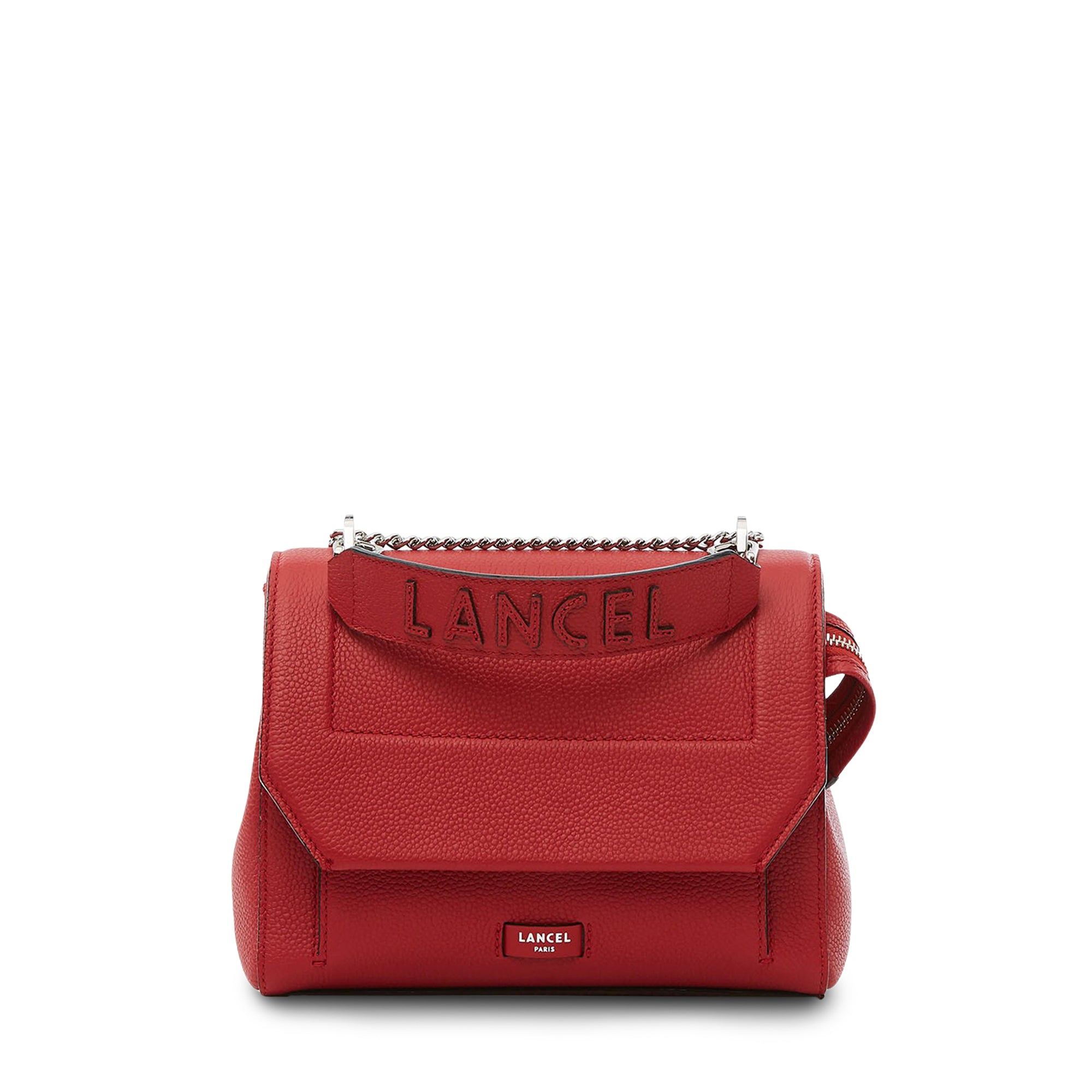 Sac rabat M Ninon en cuir grainé - Rouge Lancel