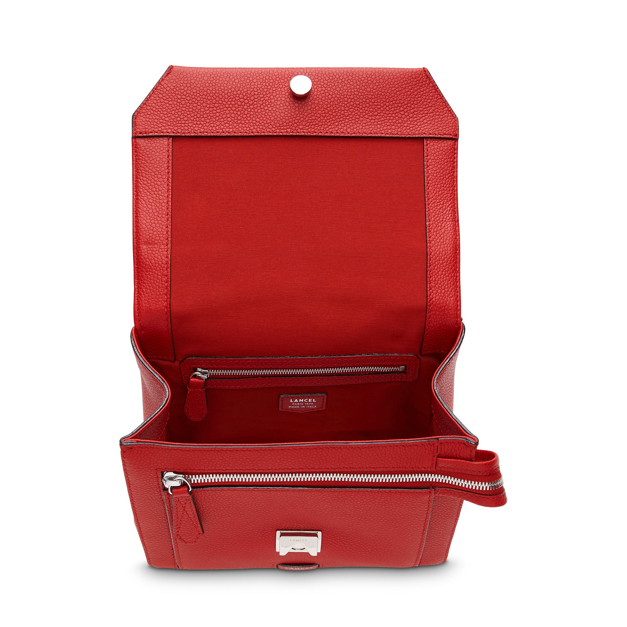 Sac rabat M Ninon en cuir grainé - Rouge Lancel