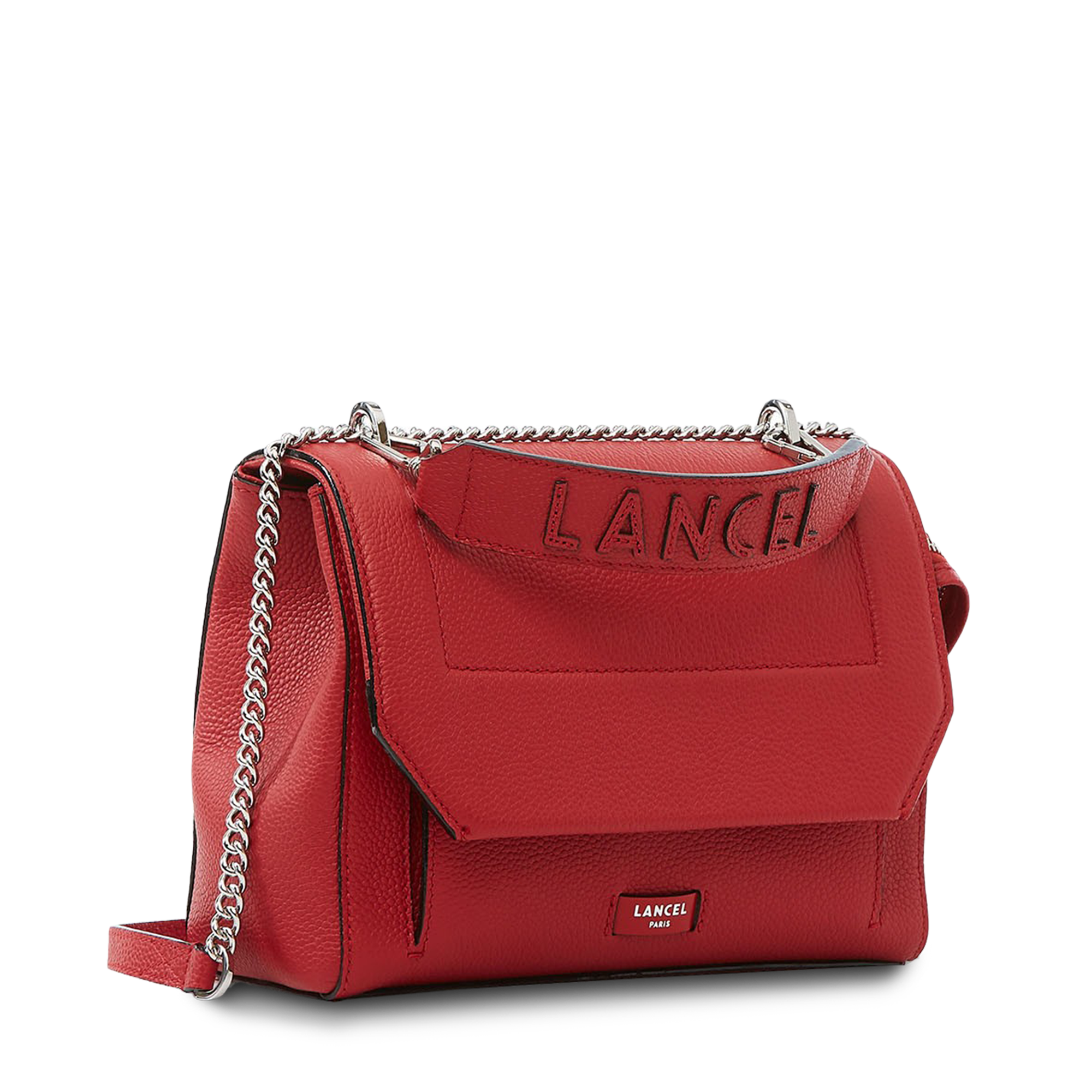 Sac rabat M Ninon en cuir grainé - Rouge Lancel