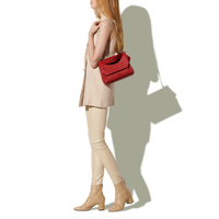 Sac rabat M Ninon en cuir grainé - Rouge Lancel