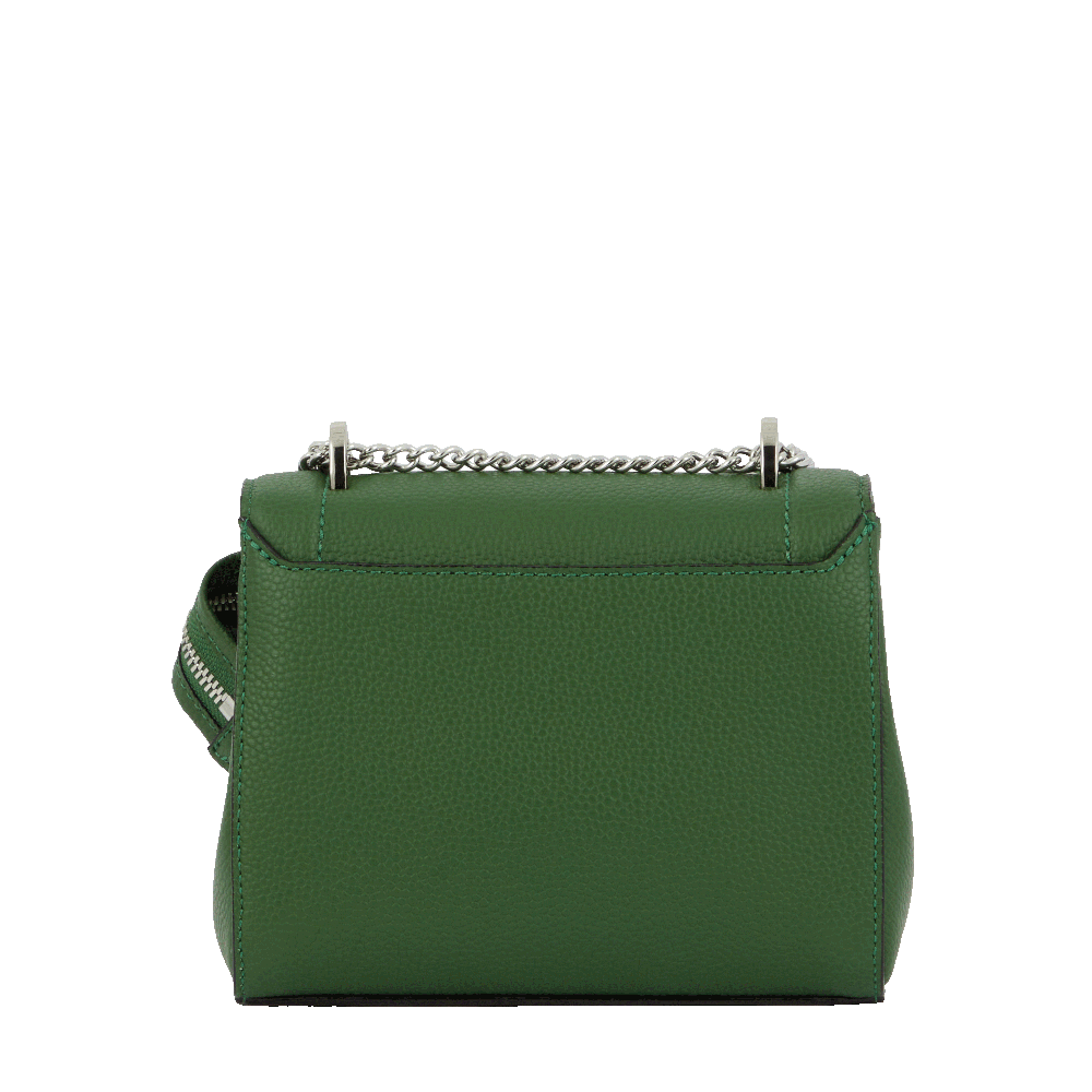 Sac rabat M Ninon en cuir grainé - Fougere