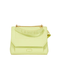 Sac rabat M Ninon en cuir grainé - Citron Vert