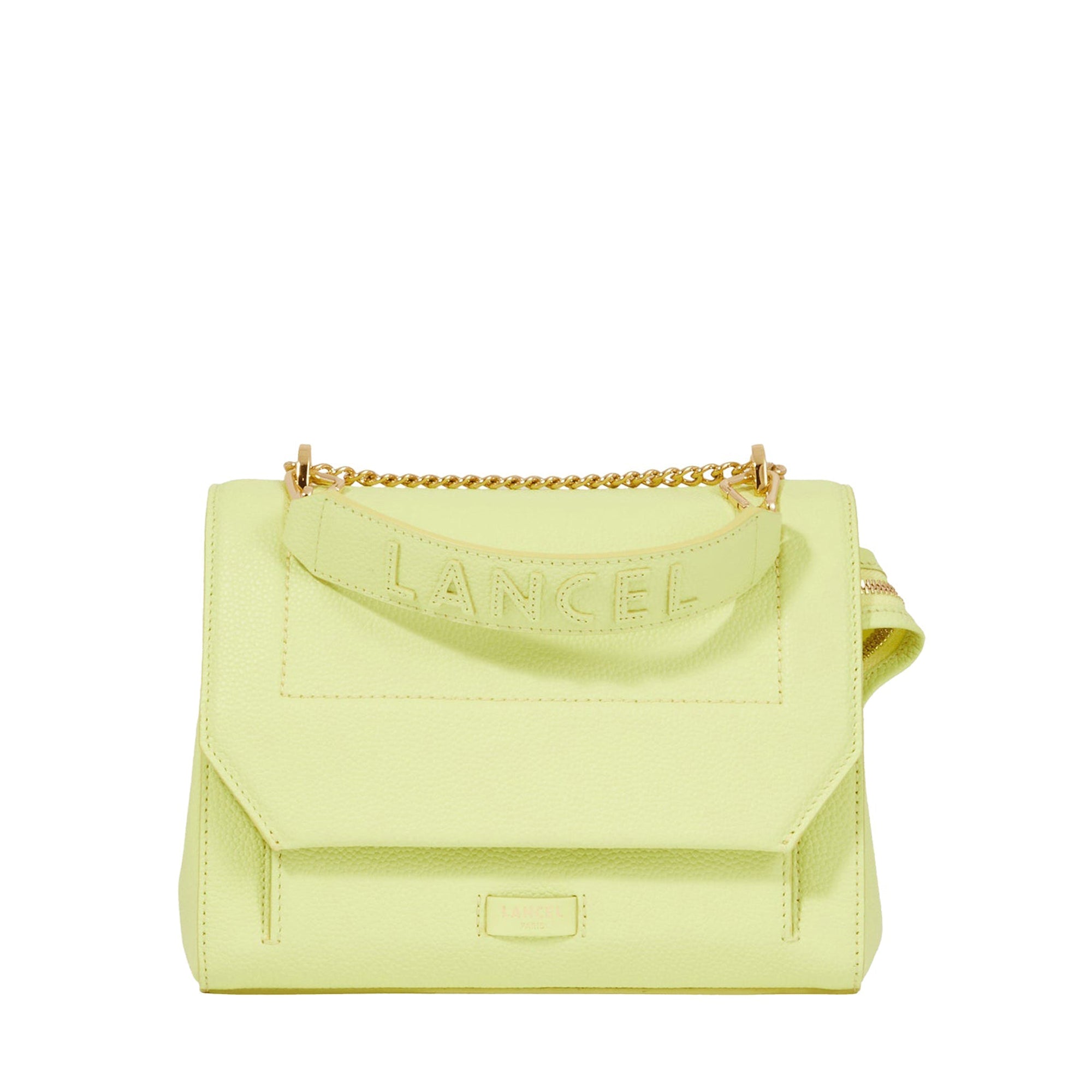 Sac rabat M Ninon en cuir grainé - Citron Vert