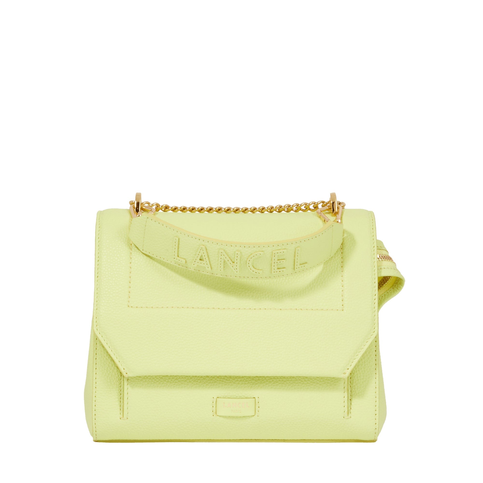 Sac rabat M Ninon en cuir grainé - Citron Vert