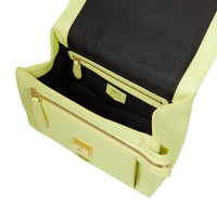 Sac rabat M Ninon en cuir grainé - Citron Vert