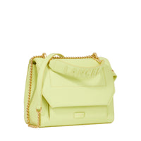 Sac rabat M Ninon en cuir grainé - Citron Vert