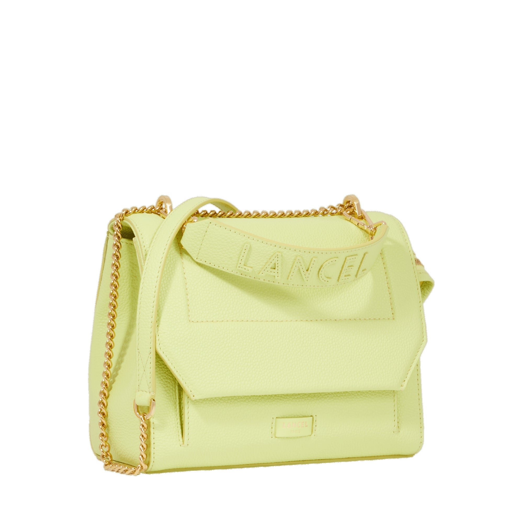 Sac rabat M Ninon en cuir grainé - Citron Vert