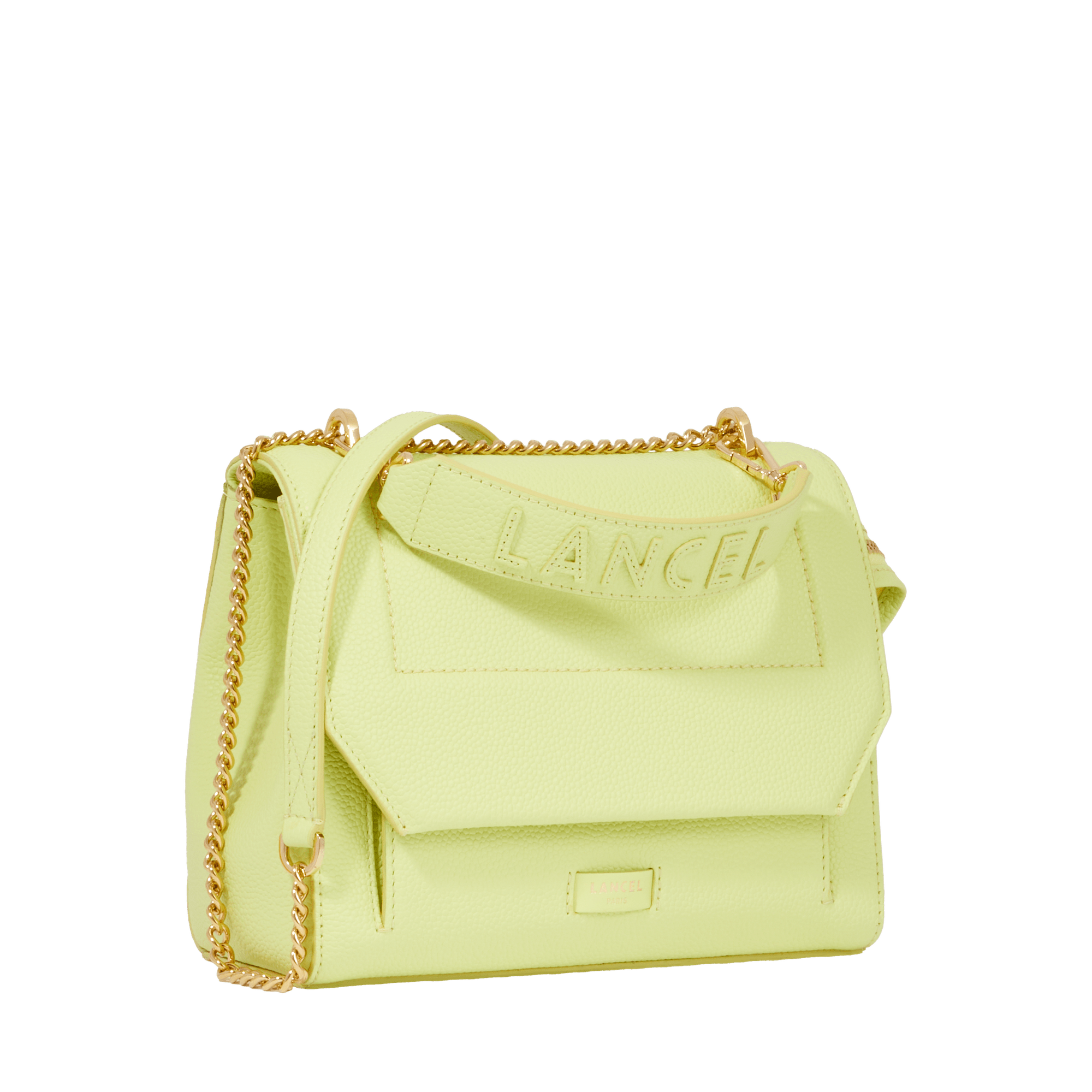 Sac rabat M Ninon en cuir grainé - Citron Vert