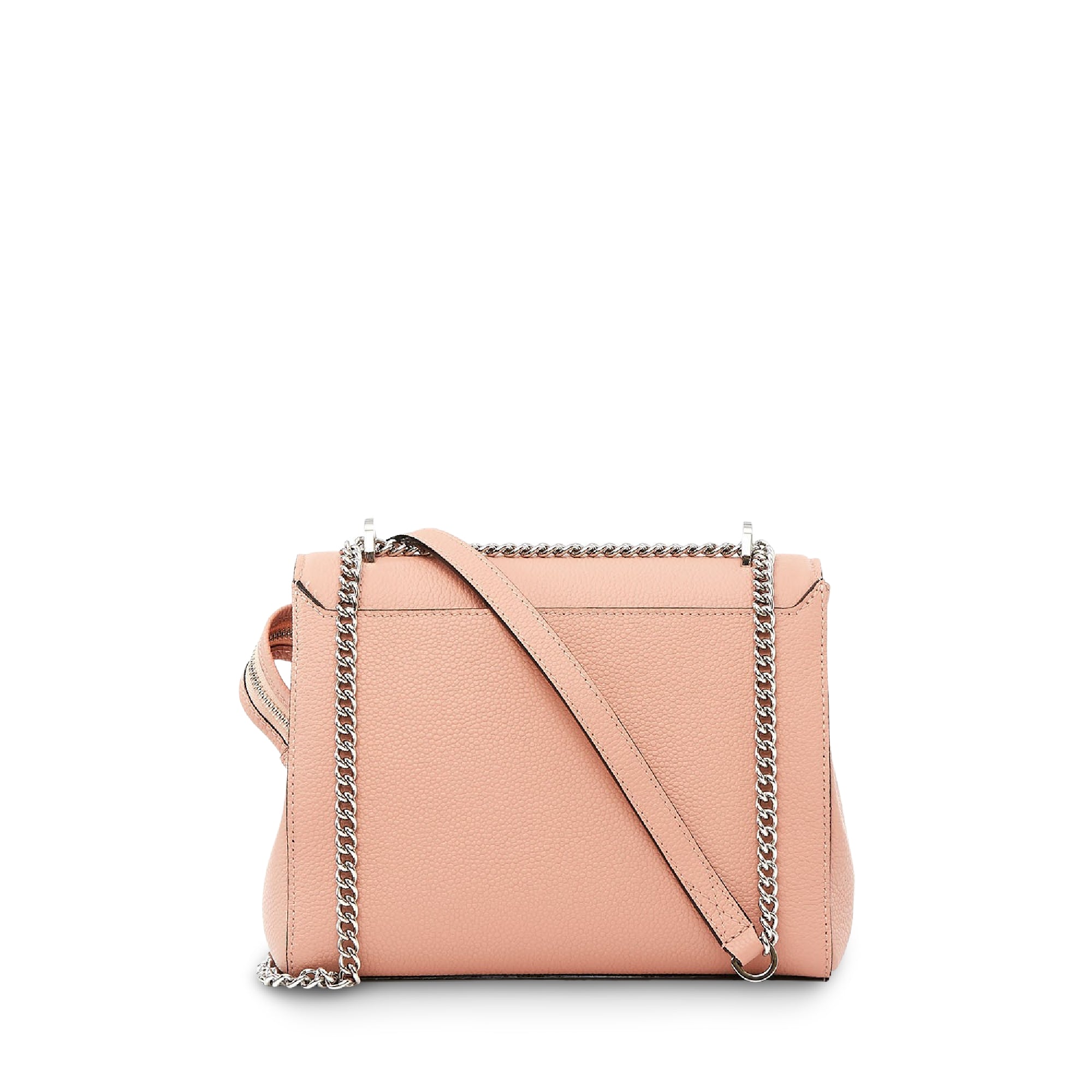 Sac rabat M Ninon en cuir grainé - Rose Sunset