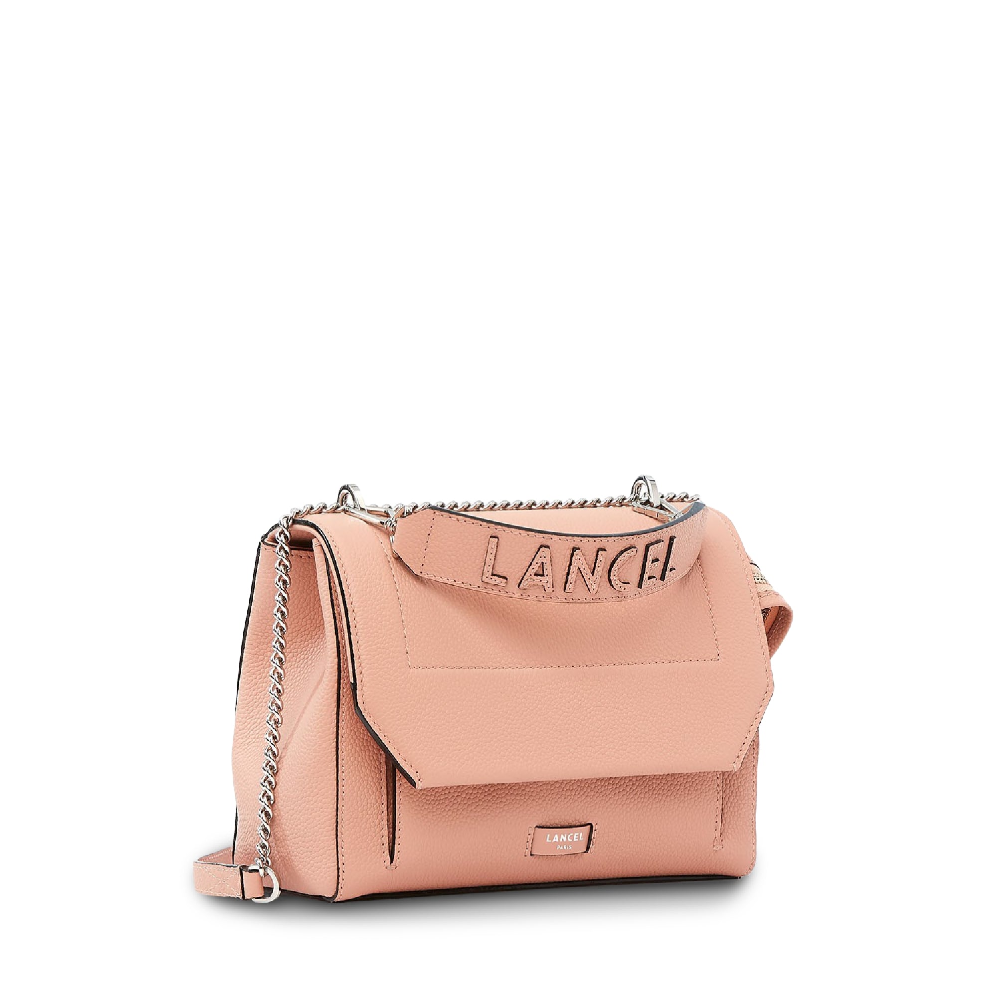 Sac rabat M Ninon en cuir grainé - Rose Sunset
