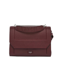 Sac rabat Ninon L en cuir grainé - Cassis